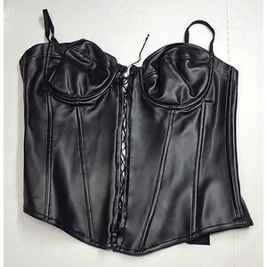 Womens Cosplay DBF Sexy Lace Up Front Hook And Eye Back Corset w Boning Sz 40D